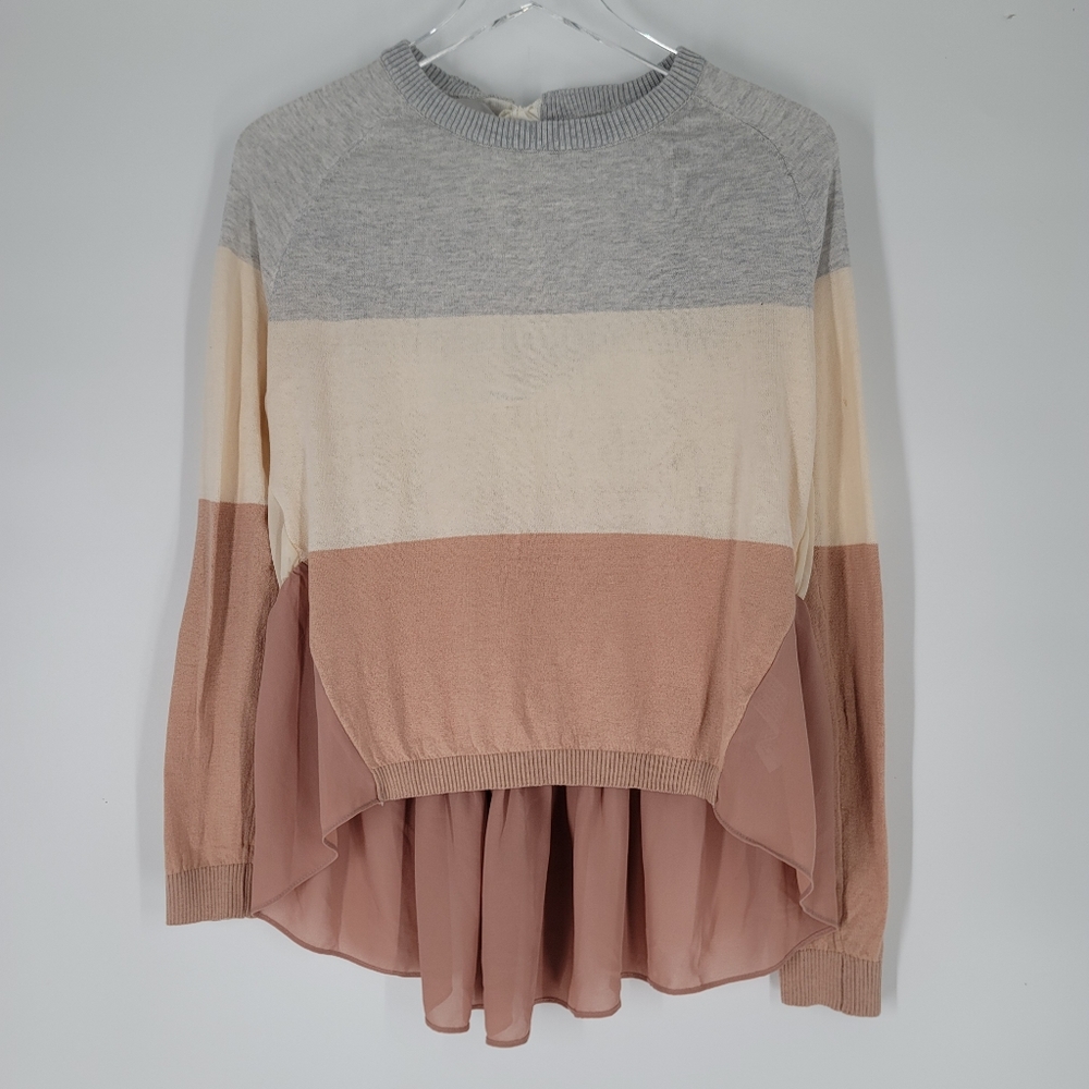 Cindigindi Open Back Bow Colorblock Sweater Blouse Size M NEW